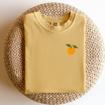 Embroidered Orange Blossom T-Shirt: Minimalist Fruit Tee, Summer Top
