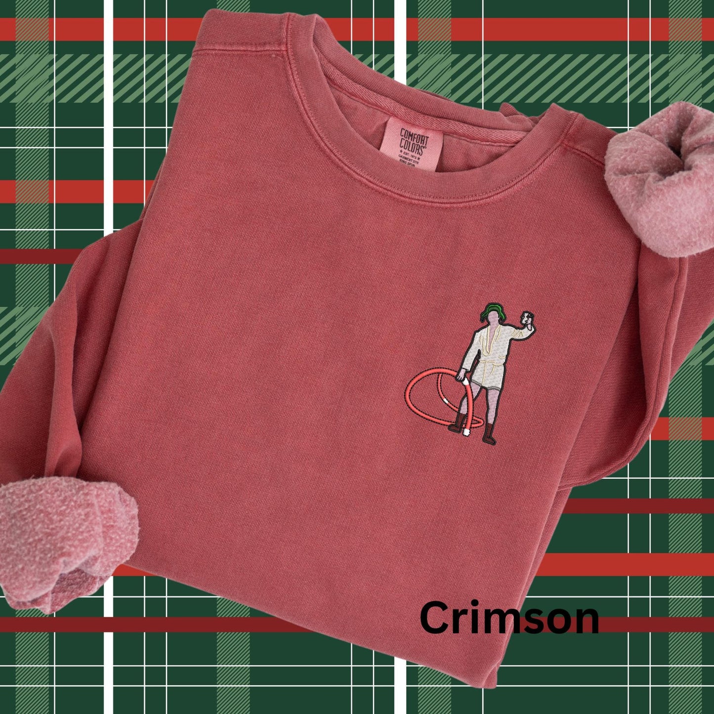 Embroidered Christmas Vacation Pigment Dyed Crewneck Sweatshirt: Cousin Eddie Pullover
