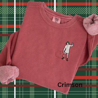 Embroidered Christmas Vacation Pigment Dyed Crewneck Sweatshirt: Cousin Eddie Pullover