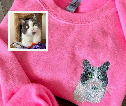 Custom Pet Embroidered Sweatshirt: Personalized Dog or Cat Crewneck