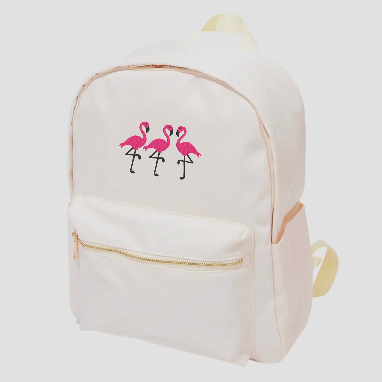 Embroidered Flamingo Backpack: Tropical School Bag