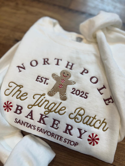 Embroidered Gingerbread Sweatshirt: Jingle Batch Baker Pigment-Dyed Christmas Pullover
