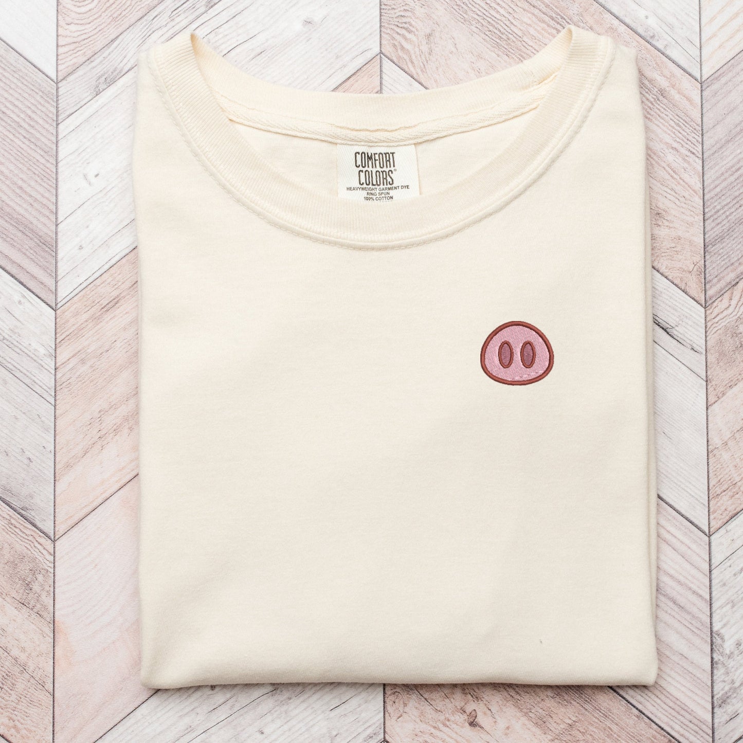 Embroidered Pig Nose Pigment Dyed T-shirt