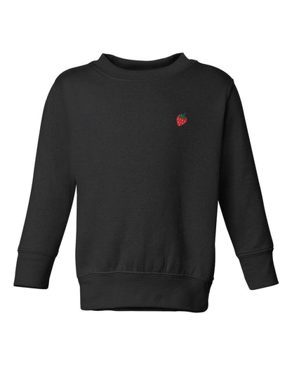 Embroidered Kids Strawberry Sweatshirt: Stitched Fruit Crewneck