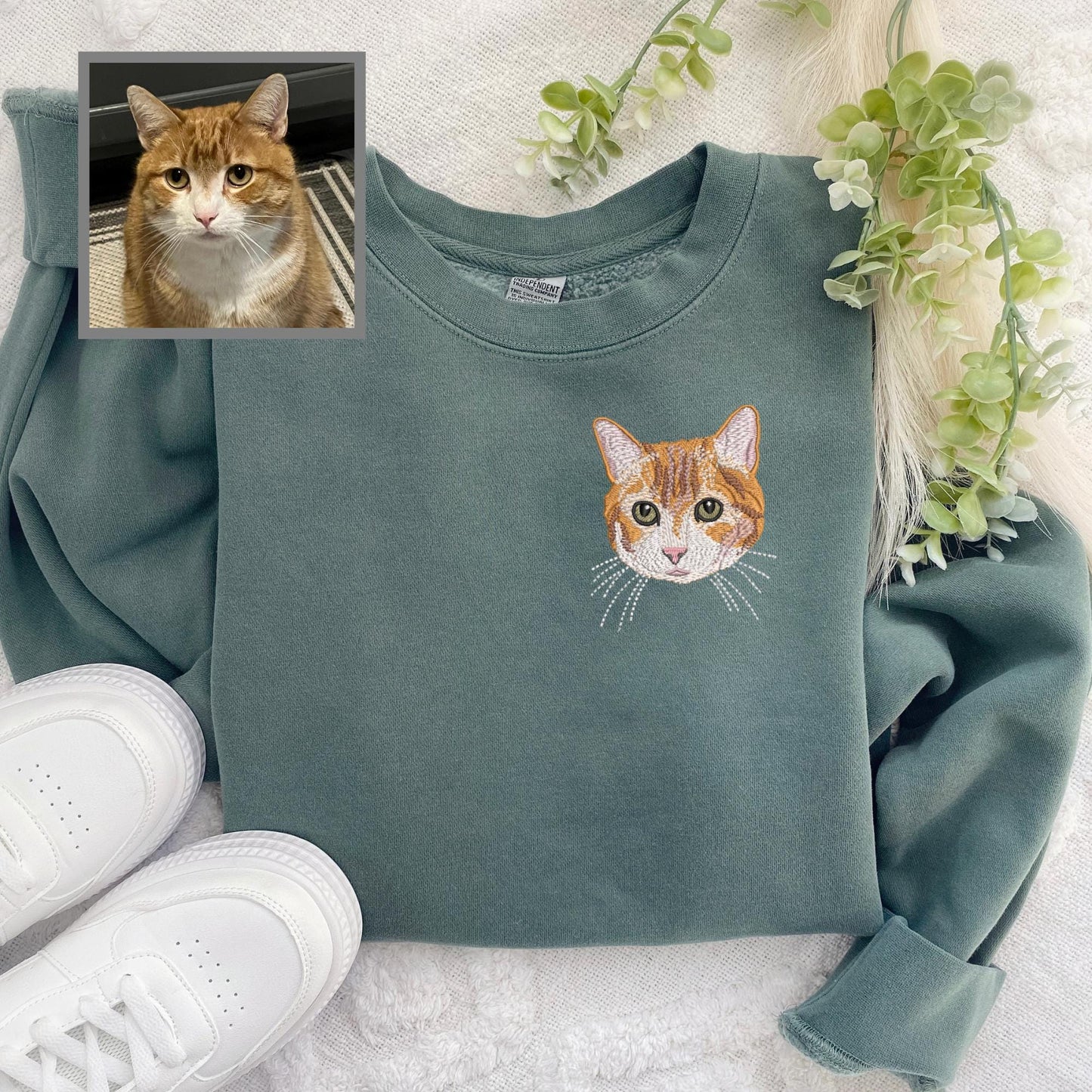 Embroidered Custom Pet Pigment Dyed Crewneck Sweatshirt: Personalized Pet Pullover