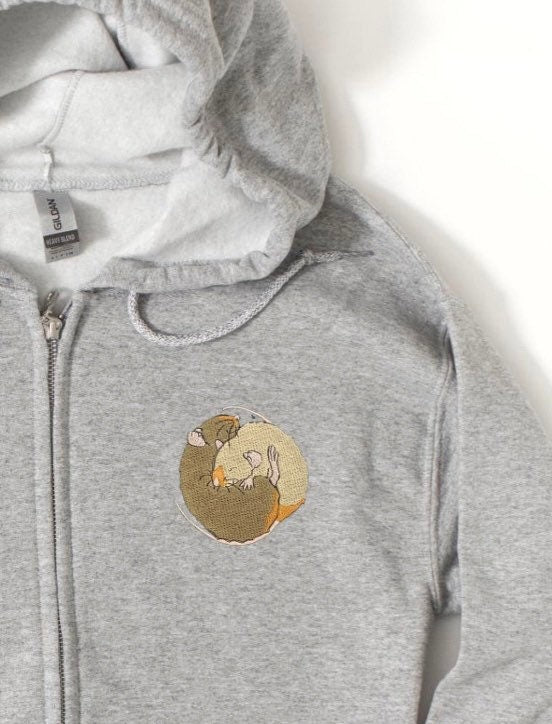 Embroidered Rat Zip-Up Hoodie: Rat Lover Gift