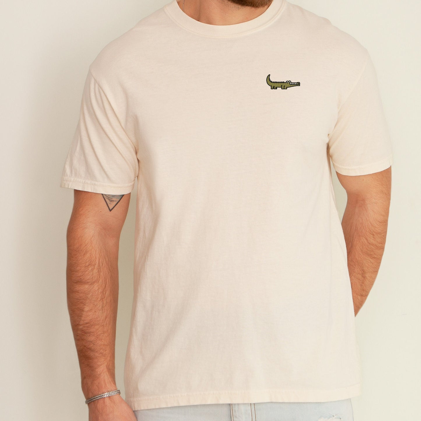 Embroidered Crocodile T-Shirt: Funny Gator Tee, Reptile Lover Gift