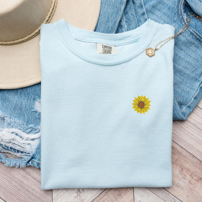 Embroidered Sunflower T-Shirt: Vintage Style Boho Tee