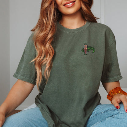 Embroidered Alligator Chomp T-shirt - Funny Reptile Tee