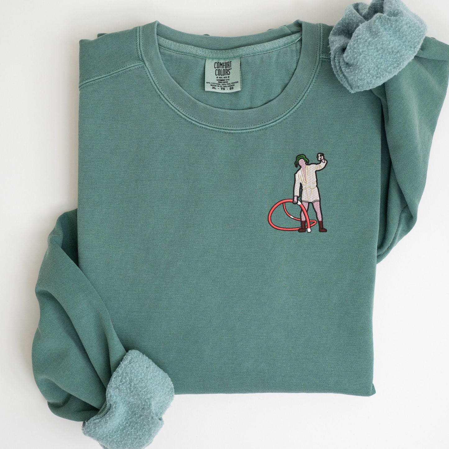 Embroidered Christmas Vacation Pigment Dyed Crewneck Sweatshirt: Cousin Eddie Pullover