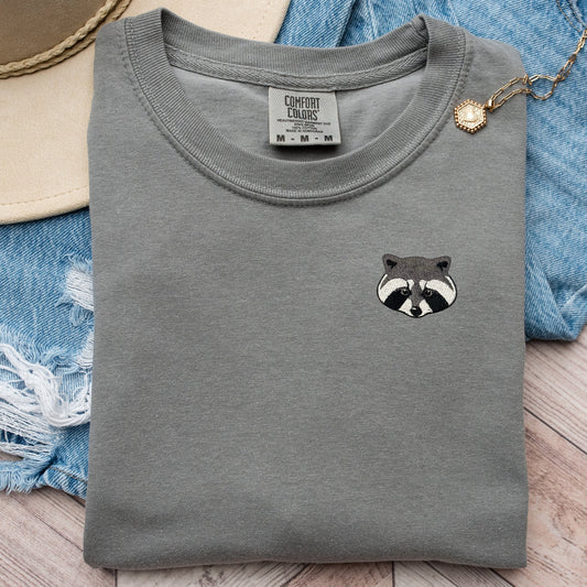 Embroidered Raccoon T-shirt - Comfort Colors Trash Panda Tee