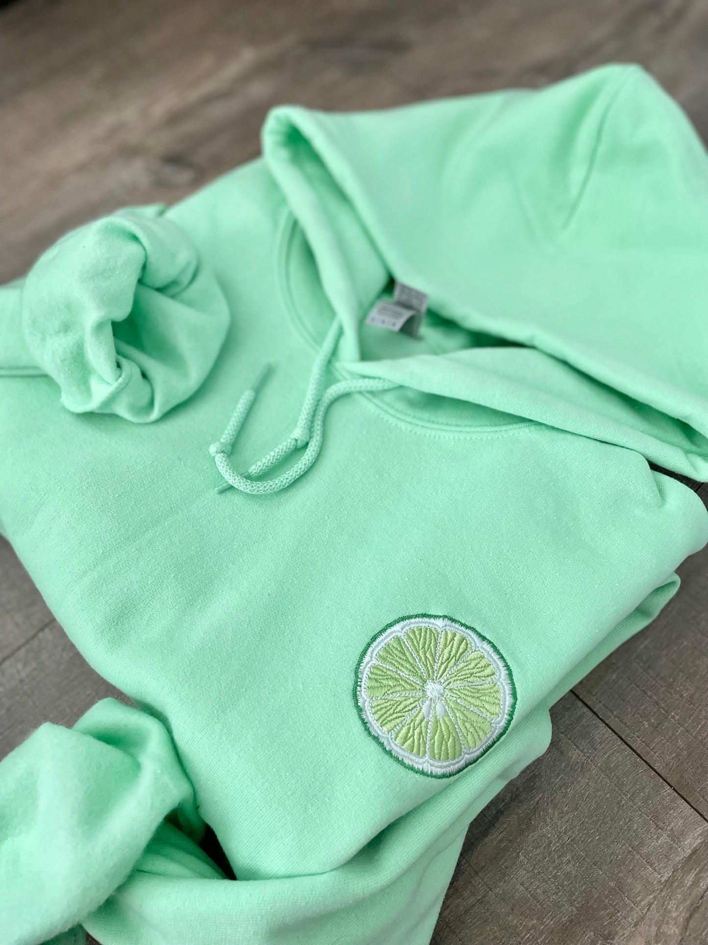 Embroidered Lime Hoodie: Trendy Fruit Sweatshirt