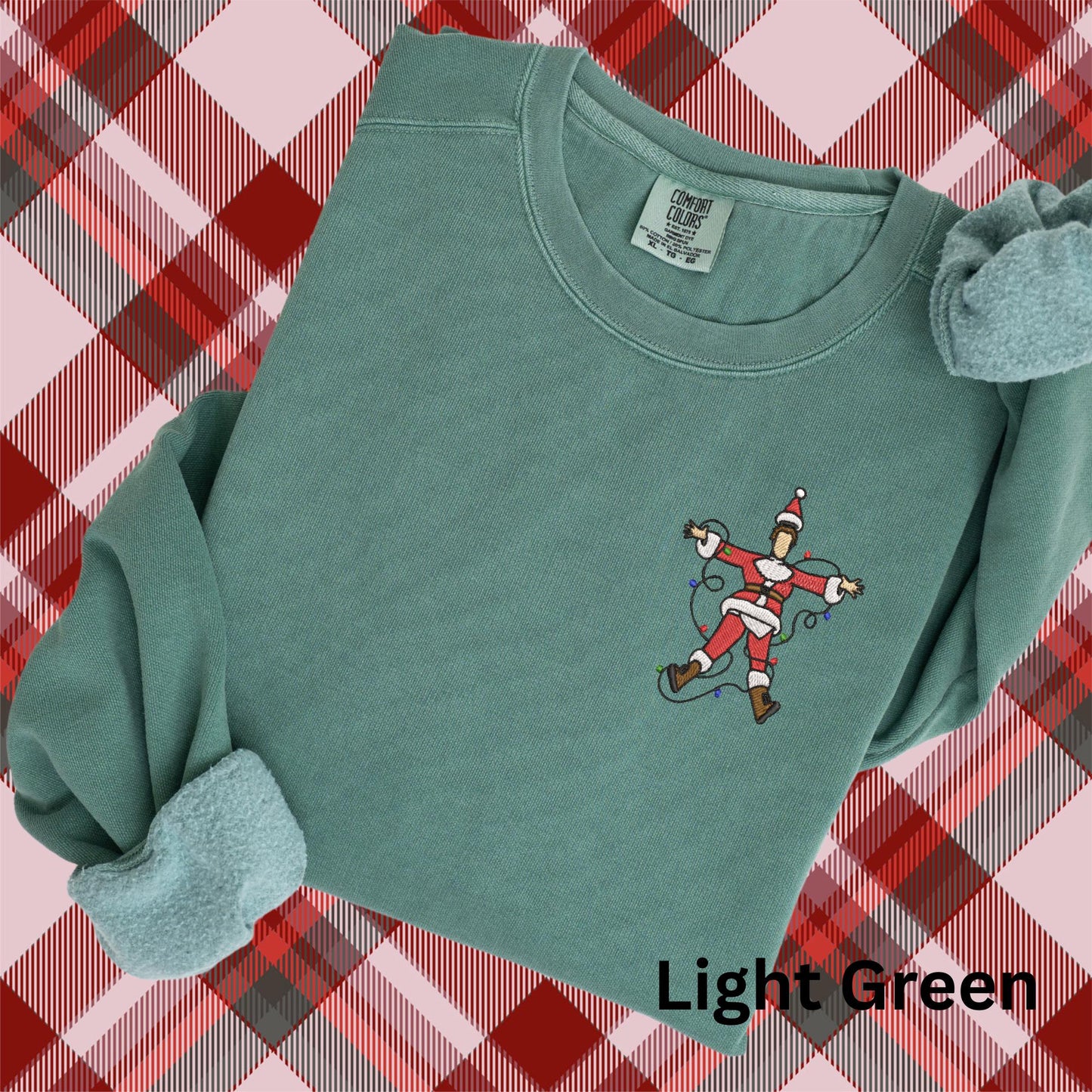 Funny Embroidered Santa Sweatshirt: Electrocuted Clark Classic Christmas Movies Pullover