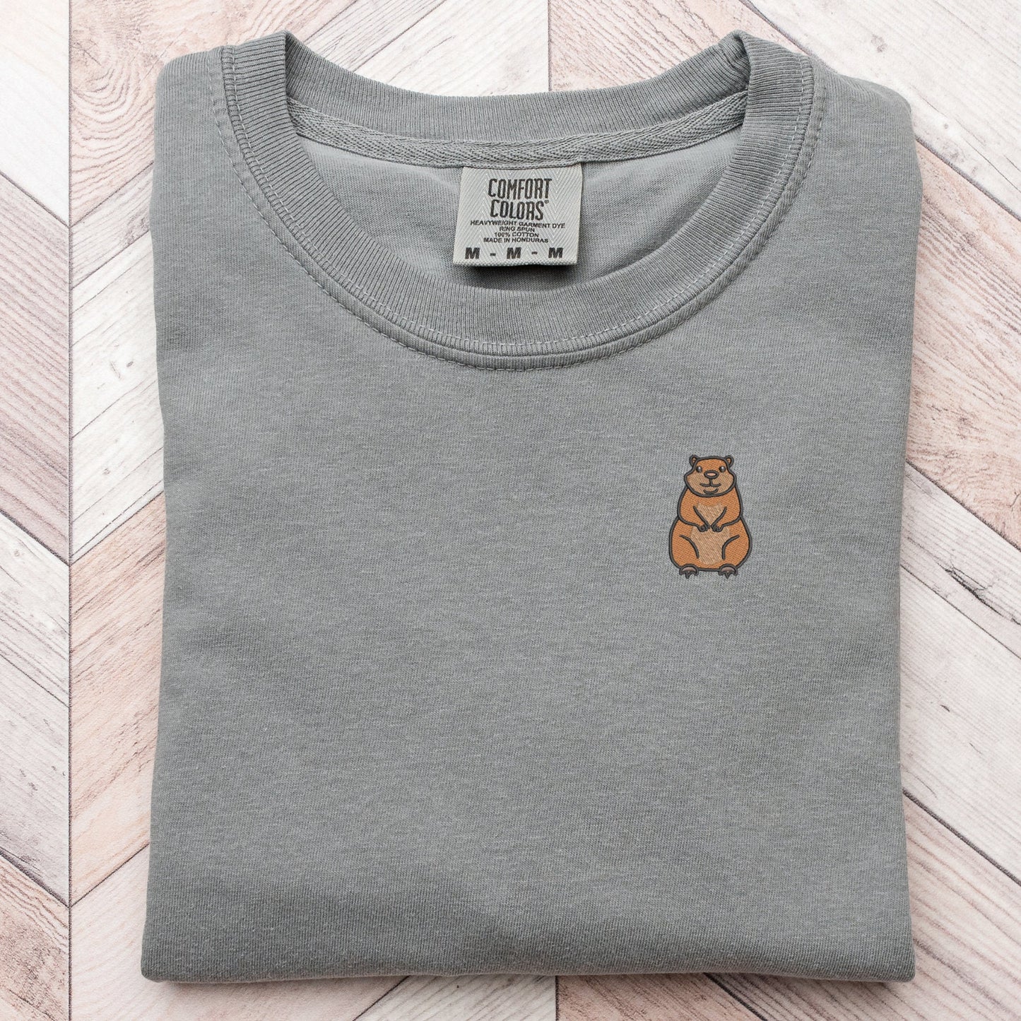 Embroidered Groundhog T-Shirt: Unisex Wildlife Tee
