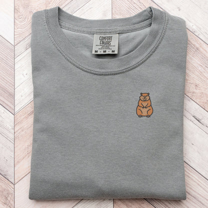 Embroidered Groundhog T-Shirt: Unisex Wildlife Tee