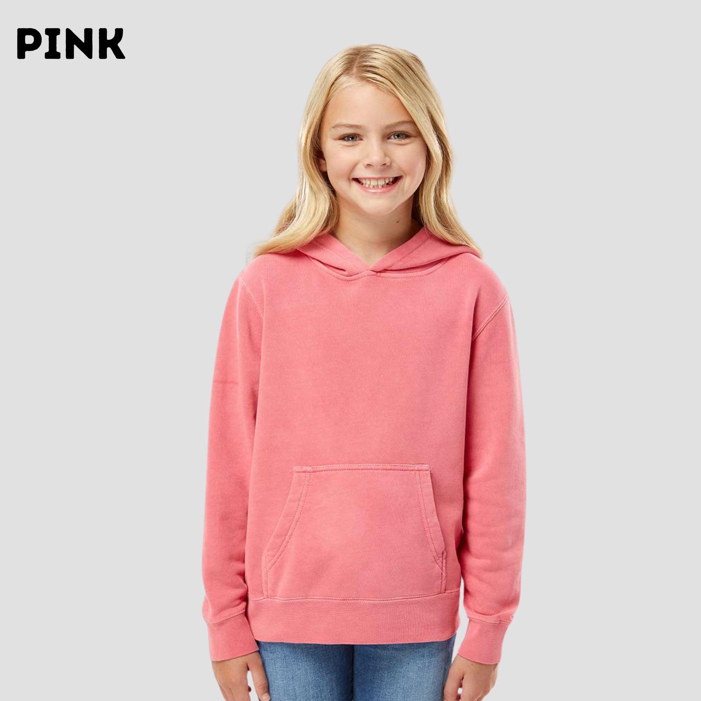 Youth Unisex "Choose Your Design" Embroidered Hoodie: Pigment-Dyed Pullover