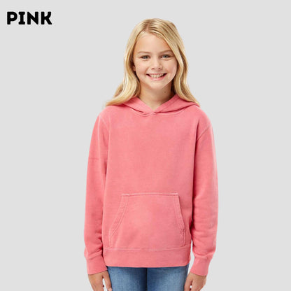 Youth Unisex "Choose Your Design" Embroidered Hoodie: Pigment-Dyed Pullover