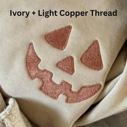 Embroidered Halloween Extra Large Pumpkin Face Sweatshirt: Tonal Jackolantern Pullover