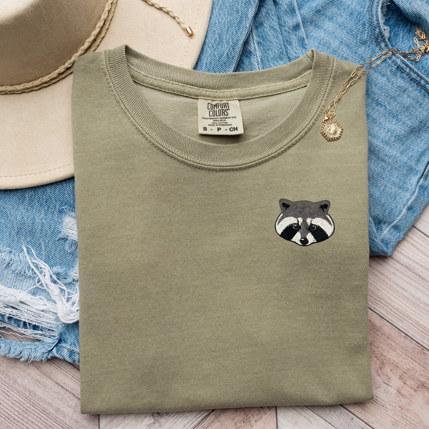 Embroidered Raccoon T-shirt - Comfort Colors Trash Panda Tee