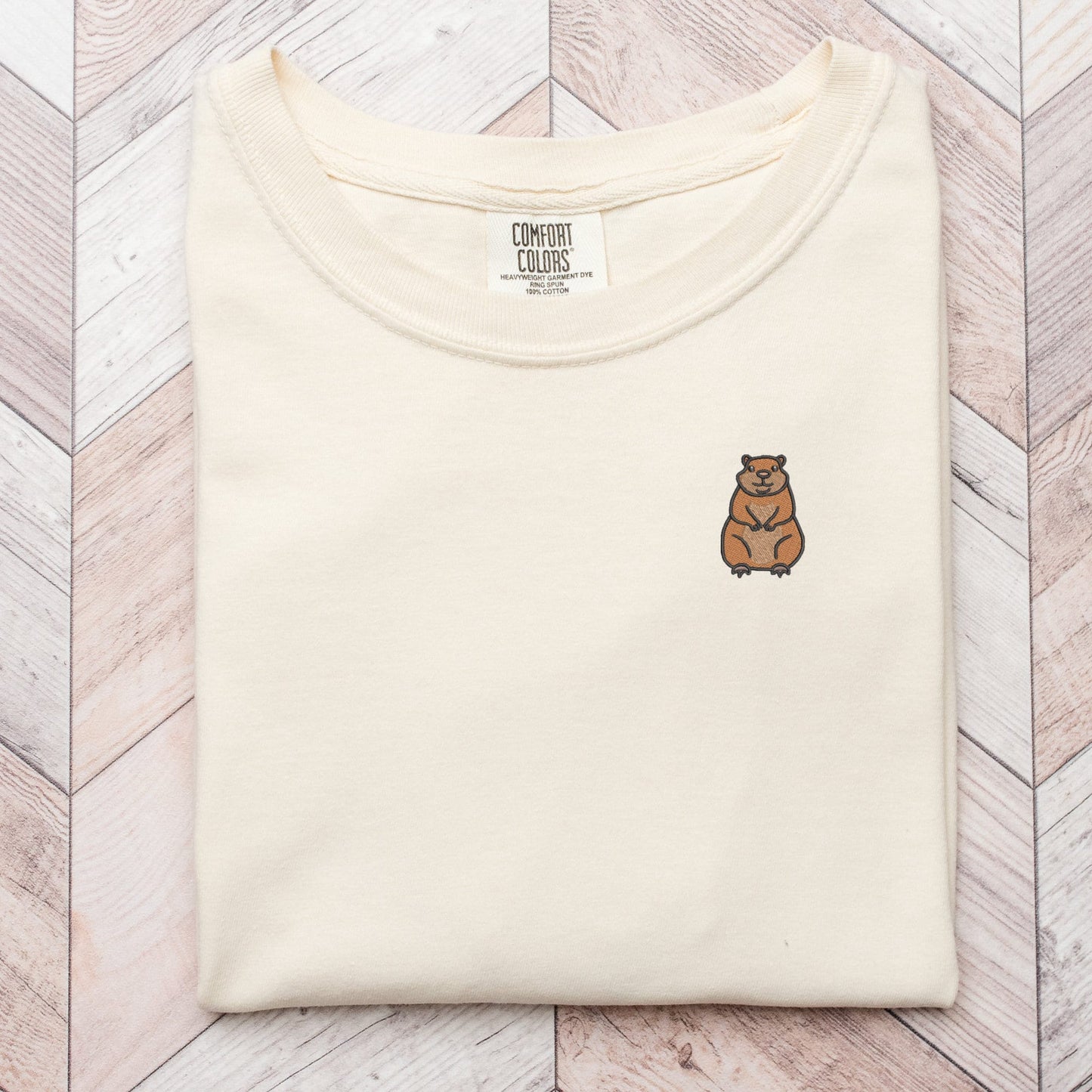 Embroidered Groundhog T-Shirt: Unisex Wildlife Tee