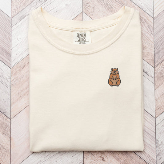Embroidered Groundhog T-Shirt: Unisex Wildlife Tee