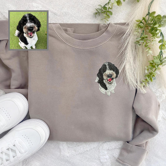 Embroidered Custom Pet Pigment Dyed Crewneck Sweatshirt: Personalized Pet Pullover