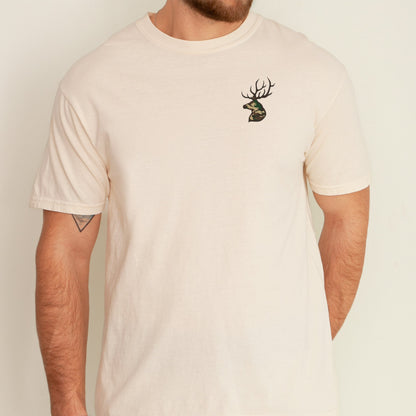 Embroidered Camo Buck T-shirt: Hunter Wildlife Tee