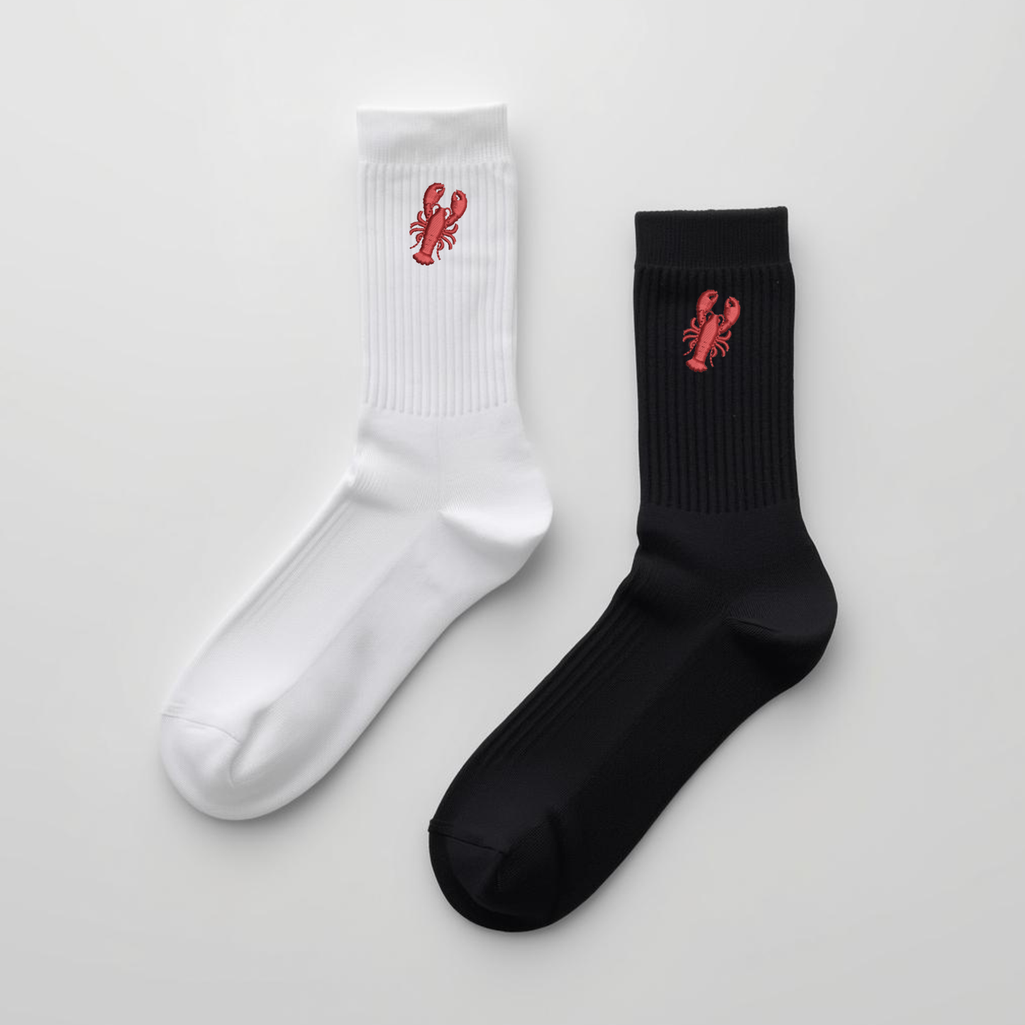 Embroidered Lobster Crew Socks