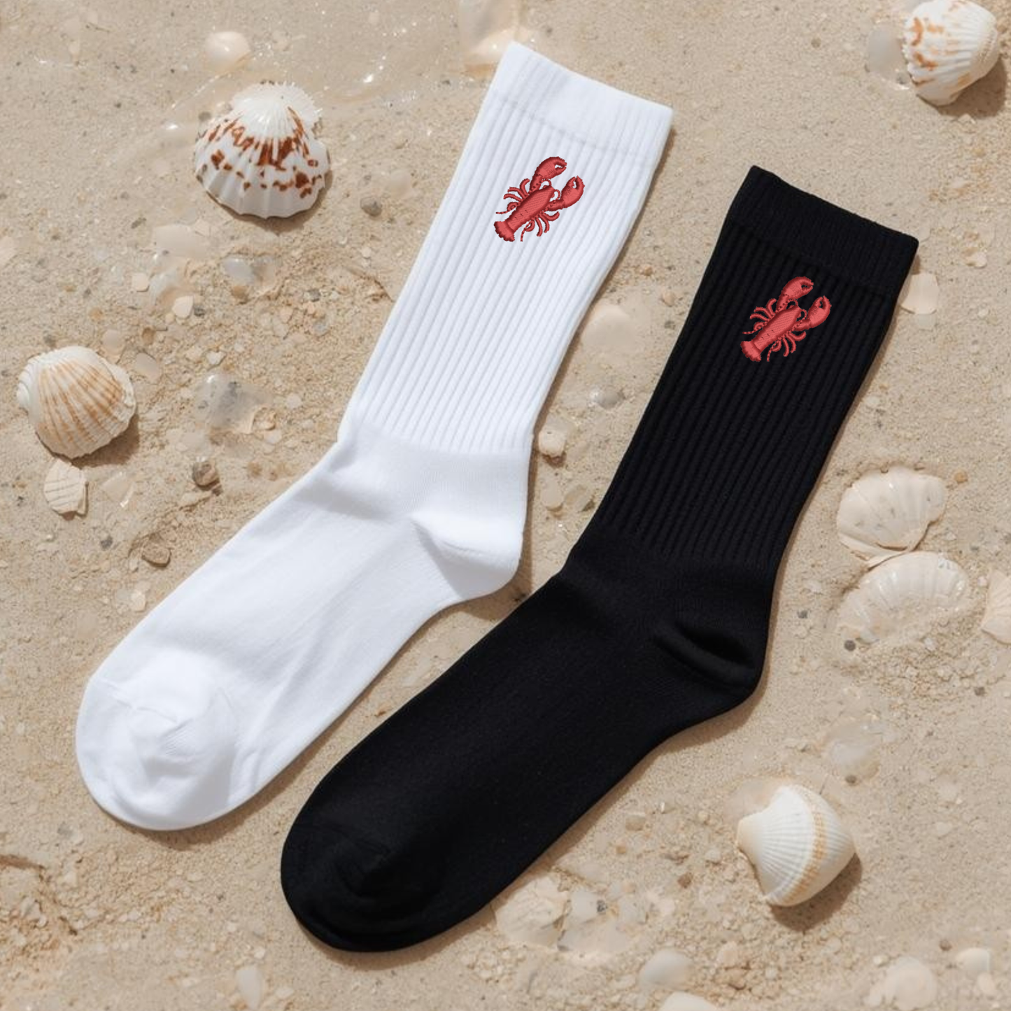 Embroidered Lobster Crew Socks