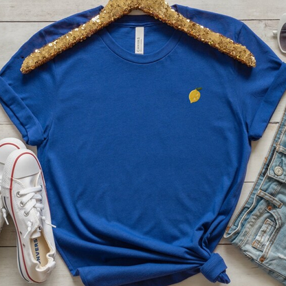 Embroidered lemon tee, Women’s mini lemon stitched tshirt, fruit shirts