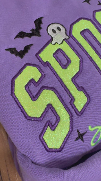 Embroidered Spooky Season Glitter Applique Crewneck Sweatshirt